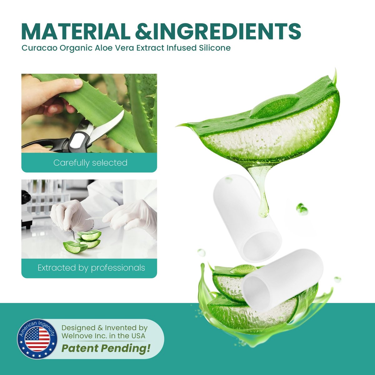 Welnove Gel Zehenkappe und Schutz - Silikon Zehenüberzüge - Zehenpolster zur Schmerzlinderung bei fehlenden oder eingewachsenen Zehennägeln, Hühneraugen, Schwielen, Blasen - mit Aloe Vera Extrakt (8 Stück, Medium, Transparent)
