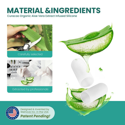 Welnove Gel Zehenkappe und Schutz - Silikon Zehenüberzüge - Zehenpolster zur Schmerzlinderung bei fehlenden oder eingewachsenen Zehennägeln, Hühneraugen, Schwielen, Blasen - mit Aloe Vera Extrakt (8 Stück, Medium, Transparent)