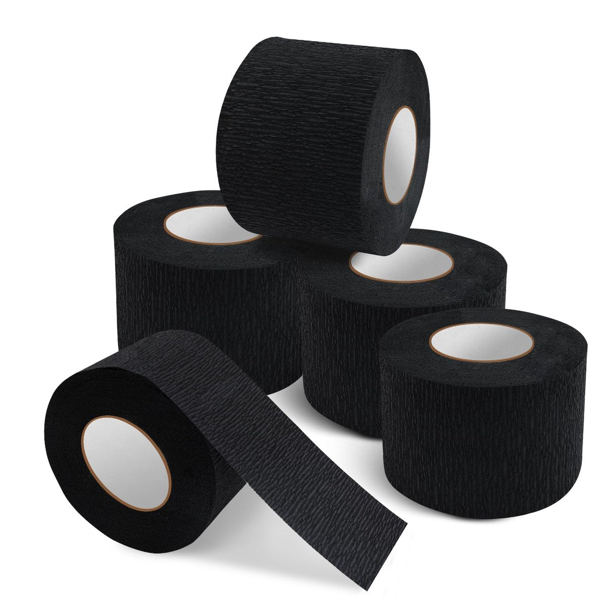 NICEMOVIC 5 Rollen Einweg-Friseurpapier-Halsstreifen, schwarze Dehnpapier-Halsstreifen für Salons, Haarschnitte und Styling – Profi-Zubehör