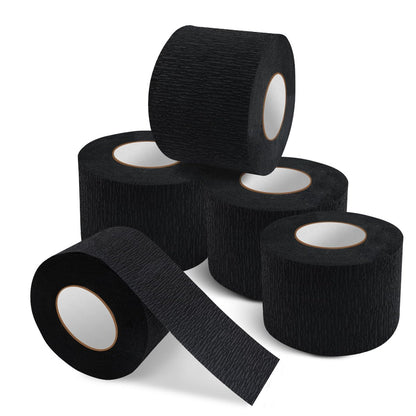 NICEMOVIC 5 Rollen Einweg-Friseurpapier-Halsstreifen, schwarze Dehnpapier-Halsstreifen für Salons, Haarschnitte und Styling – Profi-Zubehör