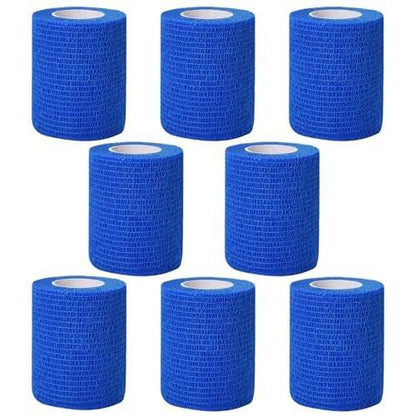 CIYAGPOOU Selbstklebende Bandage 5 cm Blau, 8er-Pack, Atmungsaktive Elastische Kohäsivbinde, Veterinärbandage, Sporttape für Erste Hilfe & Handgelenkschutz