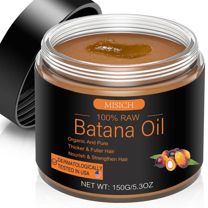 MISICH Rohes Batana-Öl für Haarwachstum, 100% natürliches reines Botana-Öl-Paste aus Honduras, unraffiniertes Bio-Batana-Haarmaske gegen Haarausfall, verbessert die Dicke für Männer & Frauen, 150 ml