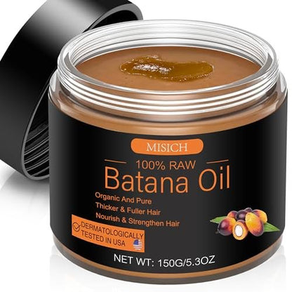 MISICH Rohes Batana-Öl für Haarwachstum, 100% natürliches reines Botana-Öl-Paste aus Honduras, unraffiniertes Bio-Batana-Haarmaske gegen Haarausfall, verbessert die Dicke für Männer & Frauen, 150 ml