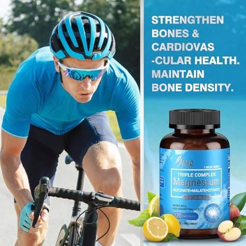 ASSR Triple Magnesium Komplex – 300 mg reines Ozean-Magnesiumglycinat, Magnesiummalat & Magnesiumcitrat für Schlaf, Energie & Entspannung, hohe Bioverfügbarkeit, vegan, nicht-GVO, 120 Kapseln