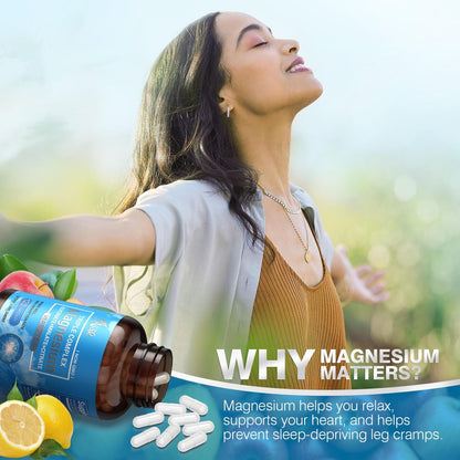 ASSR Triple Magnesium Komplex – 300 mg reines Ozean-Magnesiumglycinat, Magnesiummalat & Magnesiumcitrat für Schlaf, Energie & Entspannung, hohe Bioverfügbarkeit, vegan, nicht-GVO, 120 Kapseln
