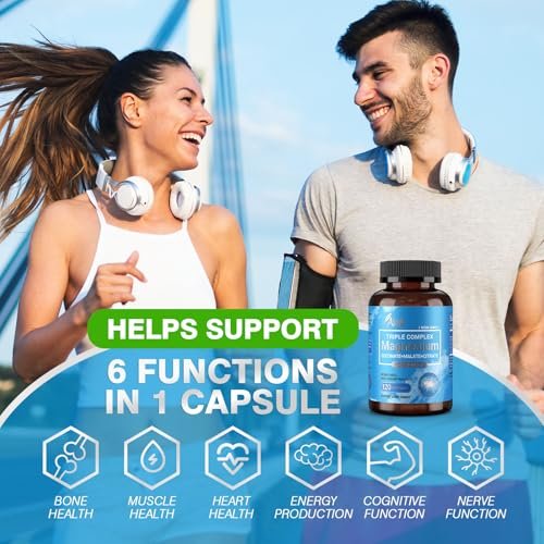 ASSR Triple Magnesium Komplex – 300 mg reines Ozean-Magnesiumglycinat, Magnesiummalat & Magnesiumcitrat für Schlaf, Energie & Entspannung, hohe Bioverfügbarkeit, vegan, nicht-GVO, 120 Kapseln