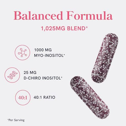 Myo-Inositol & D-Chiro Inositol für Hormonbalance bei Frauen | Mikroperlen zur Regulierung des Menstruationszyklus & Unterstützung der Eierstockgesundheit | 40:1 Verhältnis Myo & D-Chiro | Nicht-GVO | 120 Stk. (1 Monatsvorrat)