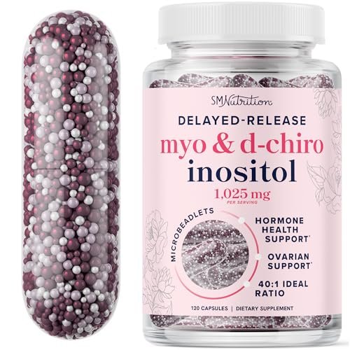 Myo-Inositol & D-Chiro Inositol für Hormonbalance bei Frauen | Mikroperlen zur Regulierung des Menstruationszyklus & Unterstützung der Eierstockgesundheit | 40:1 Verhältnis Myo & D-Chiro | Nicht-GVO | 120 Stk. (1 Monatsvorrat)
