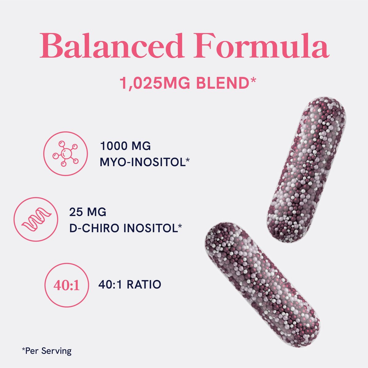 Myo-Inositol & D-Chiro Inositol für Hormonbalance bei Frauen | Mikroperlen zur Regulierung des Menstruationszyklus & Unterstützung der Eierstockgesundheit | 40:1 Verhältnis Myo & D-Chiro | Nicht-GVO | 120 Stk. (1 Monatsvorrat)