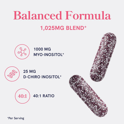 Myo-Inositol & D-Chiro Inositol für Hormonbalance bei Frauen | Mikroperlen zur Regulierung des Menstruationszyklus & Unterstützung der Eierstockgesundheit | 40:1 Verhältnis Myo & D-Chiro | Nicht-GVO | 120 Stk. (1 Monatsvorrat)
