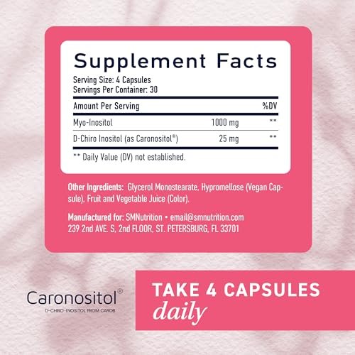 Myo-Inositol & D-Chiro Inositol für Hormonbalance bei Frauen | Mikroperlen zur Regulierung des Menstruationszyklus & Unterstützung der Eierstockgesundheit | 40:1 Verhältnis Myo & D-Chiro | Nicht-GVO | 120 Stk. (1 Monatsvorrat)