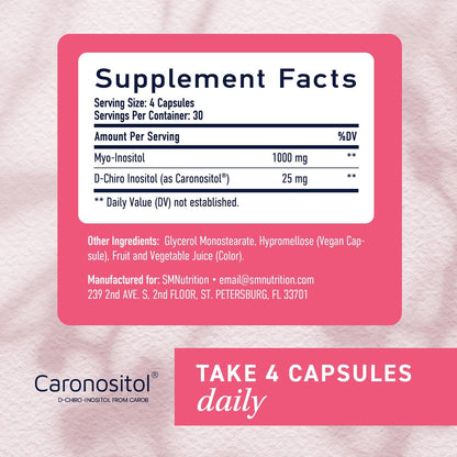 Myo-Inositol & D-Chiro Inositol für Hormonbalance bei Frauen | Mikroperlen zur Regulierung des Menstruationszyklus & Unterstützung der Eierstockgesundheit | 40:1 Verhältnis Myo & D-Chiro | Nicht-GVO | 120 Stk. (1 Monatsvorrat)