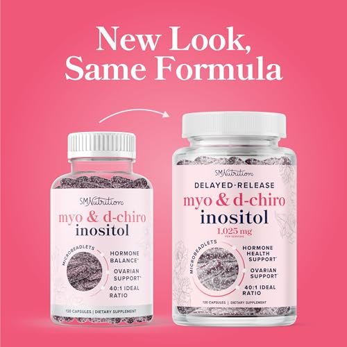 Myo-Inositol & D-Chiro Inositol für Hormonbalance bei Frauen | Mikroperlen zur Regulierung des Menstruationszyklus & Unterstützung der Eierstockgesundheit | 40:1 Verhältnis Myo & D-Chiro | Nicht-GVO | 120 Stk. (1 Monatsvorrat)