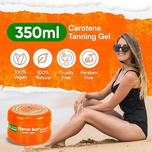 Carrot Sun Bräunungsbeschleuniger – 350ml Karotten-Intensiv-Bräunungsgel – Natürlicher Sonnenschutz mit Karottenöl für gleichmäßige, schöne Hautfarbe – SPF0