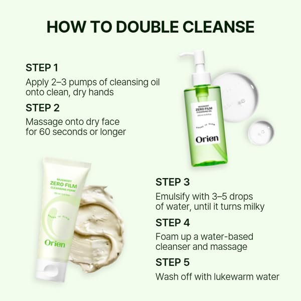 Orien Mugwort Zero Film Cleansing Foam 150 ml – Tägliche Make-up-Entfernung, Porenreinigung, Mitesserentfernung, nicht komedogen, koreanische Doppelreinigung