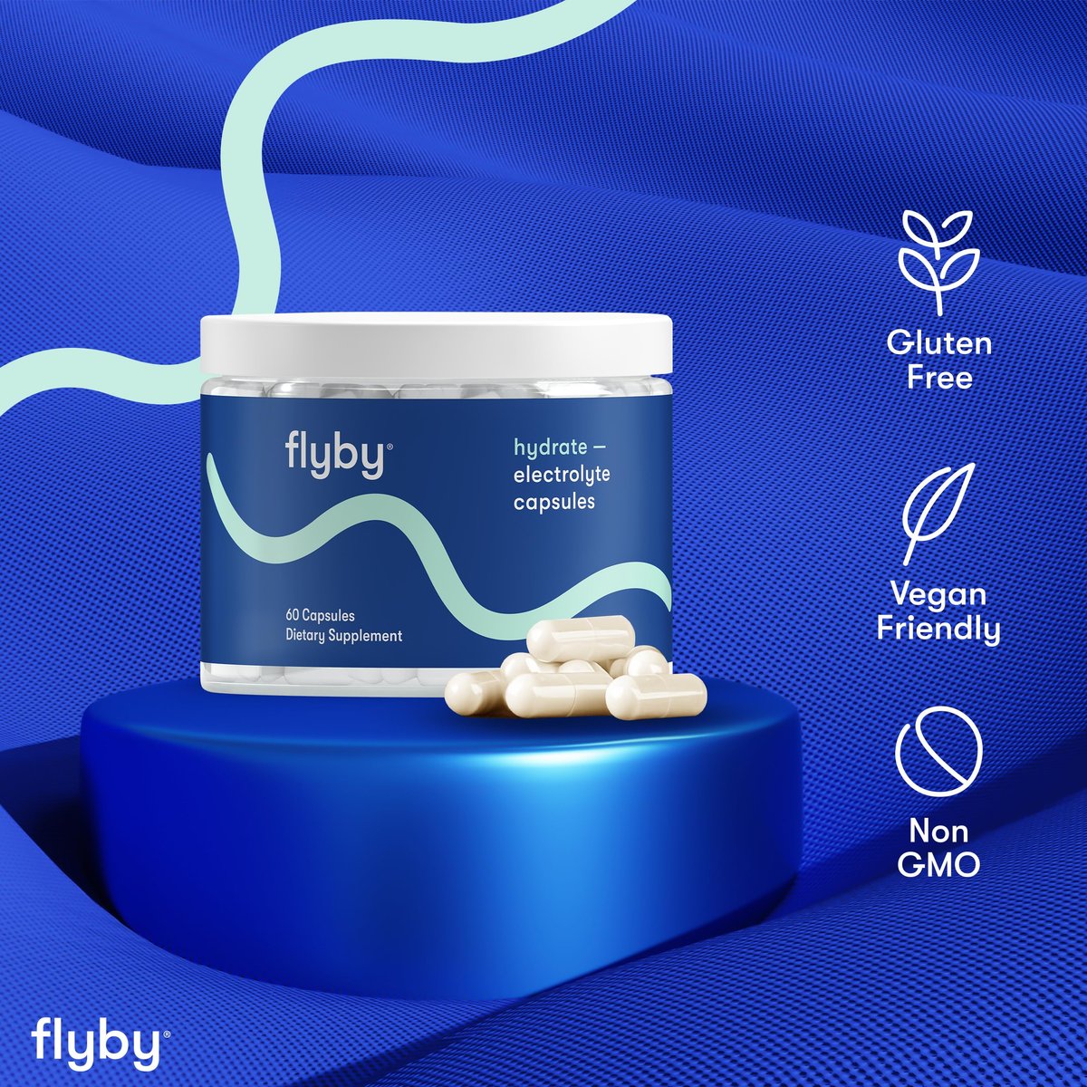 Flyby Electrolyte-Kapseln – mit Natrium, Kalium, Vitamin D3, B-Vitaminen, Kupfer und Mangan | Elektrolyte zur Regeneration | Non-GMO | Ohne Zuckerzusatz – 60 Kapseln
