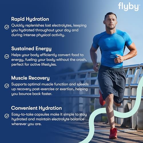 Flyby Electrolyte-Kapseln – mit Natrium, Kalium, Vitamin D3, B-Vitaminen, Kupfer und Mangan | Elektrolyte zur Regeneration | Non-GMO | Ohne Zuckerzusatz – 60 Kapseln