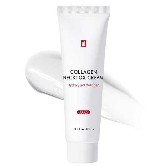 TOSOWOONG Collagen Necktox Creme mit Kollagen und Hyaluronsäure für straffere Halshaut, Anti-Aging, Faltenreduktion und Festigung, Koreanische Hautpflege, 50 ml, 1,69 fl. oz.