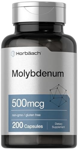 Horbaach Molybdän 500 mcg – 200 Kapseln, Aminosäurechelat, Nicht-GVO, Glutenfrei