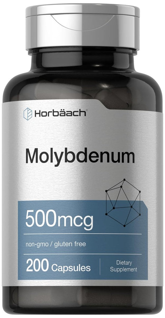 Horbaach Molybdän 500 mcg – 200 Kapseln, Aminosäurechelat, Nicht-GVO, Glutenfrei