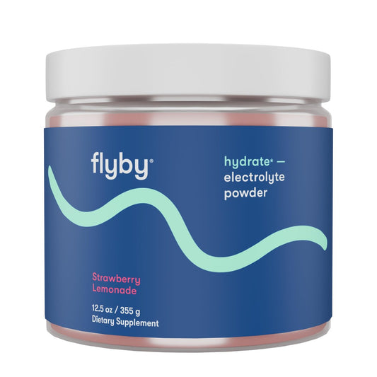 Flyby Electrolytes Pulver – Ohne Zuckerzusatz, natürlich gesüßt – Enthält Kalium, Aquamin™ Calcium & Magnesium, Meersalz-Natrium, 72 Spurenmineralien – Erdbeer-Zitronen-Geschmack