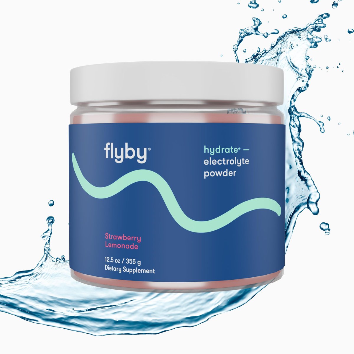 Flyby Electrolytes Pulver – Ohne Zuckerzusatz, natürlich gesüßt – Enthält Kalium, Aquamin™ Calcium & Magnesium, Meersalz-Natrium, 72 Spurenmineralien – Erdbeer-Zitronen-Geschmack