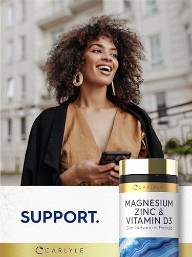 Carlyle Magnesium, Zink und Vitamin D3 | 90 Kapseln | 3-in-1 Premium Formel | Vegetarisch, Nicht-GVO & Glutenfrei