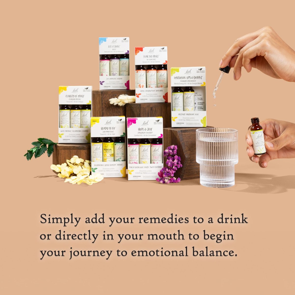 Bach Original Blütenessenzen, Klarheit des Geistes Trio-Set, Für Fokus & Achtsamkeit (Alkoholfreie Formel), Natürliche homöopathische Blütenessenzen, Vegan, 3 x 10 ml Tropfer