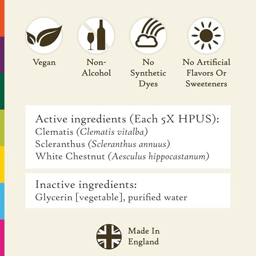 Bach Original Blütenessenzen, Klarheit des Geistes Trio-Set, Für Fokus & Achtsamkeit (Alkoholfreie Formel), Natürliche homöopathische Blütenessenzen, Vegan, 3 x 10 ml Tropfer