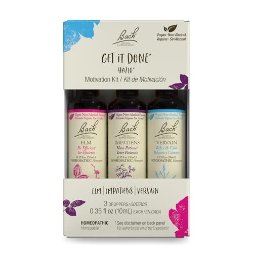 Bach Original Flower Remedies - GET IT DONE Trio Kit - Für Motivation (Alkoholfreie Formel) - Natürliche homöopathische Blütenessenzen - Vegan - 3 x 10 ml Tropfflaschen