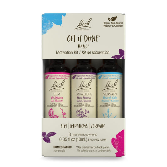 Bach Original Flower Remedies - GET IT DONE Trio Kit - Für Motivation (Alkoholfreie Formel) - Natürliche homöopathische Blütenessenzen - Vegan - 3 x 10 ml Tropfflaschen