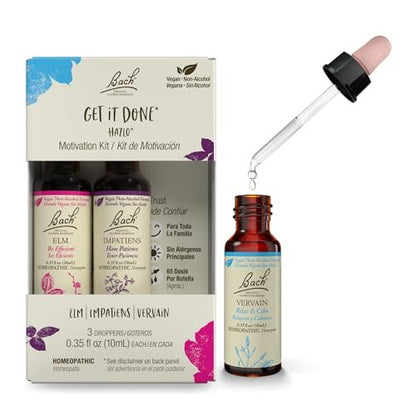 Bach Original Flower Remedies - GET IT DONE Trio Kit - Für Motivation (Alkoholfreie Formel) - Natürliche homöopathische Blütenessenzen - Vegan - 3 x 10 ml Tropfflaschen