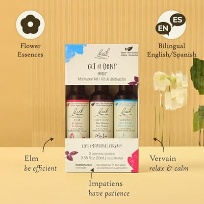 Bach Original Flower Remedies - GET IT DONE Trio Kit - Für Motivation (Alkoholfreie Formel) - Natürliche homöopathische Blütenessenzen - Vegan - 3 x 10 ml Tropfflaschen
