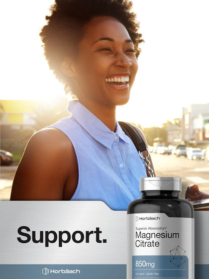 Horbäach Magnesiumcitrat 850 mg | 120 Softgels | Hohe Bioverfügbarkeit | Nicht-GVO & glutenfrei
