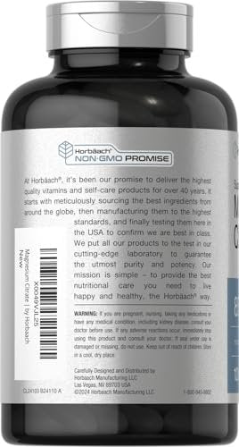 Horbäach Magnesiumcitrat 850 mg | 120 Softgels | Hohe Bioverfügbarkeit | Nicht-GVO & glutenfrei