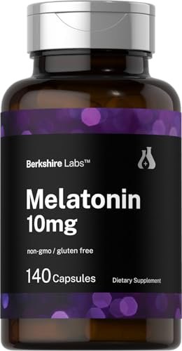 Horbäach Melatonin 10 mg – 140 Kapseln mit schneller Freisetzung, extra stark, nicht gentechnisch verändert, glutenfrei