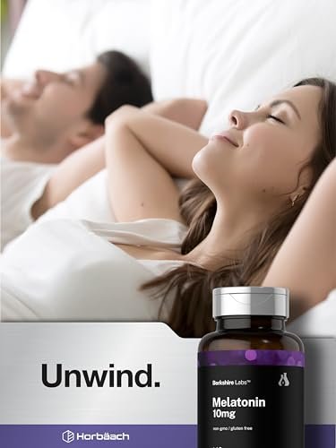 Horbäach Melatonin 10 mg – 140 Kapseln mit schneller Freisetzung, extra stark, nicht gentechnisch verändert, glutenfrei
