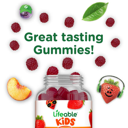 Lifeable Vitamin B6 Gummis für Kinder | Leckerer B6-Vitamin 50mg | Vegan, Nicht-GVO, Glutenfrei | Unterstützt die Nervenfunktion | 60 Gummis