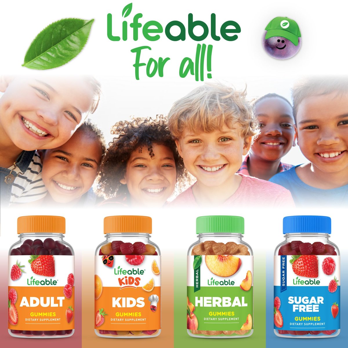 Lifeable Vitamin B6 Gummis für Kinder | Leckerer B6-Vitamin 50mg | Vegan, Nicht-GVO, Glutenfrei | Unterstützt die Nervenfunktion | 60 Gummis