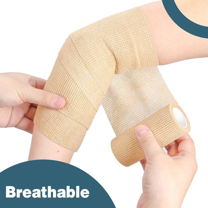 AZEN 9er-Pack Selbstklebende Binde, 4" x 5 Yards Elastische Kohäsionsbinde, Hautfarbenes Sporttape, Knöchelbandage, Tattoo-Griffband, Tierarztwickel