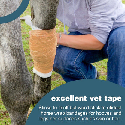 AZEN 9er-Pack Selbstklebende Binde, 4" x 5 Yards Elastische Kohäsionsbinde, Hautfarbenes Sporttape, Knöchelbandage, Tattoo-Griffband, Tierarztwickel