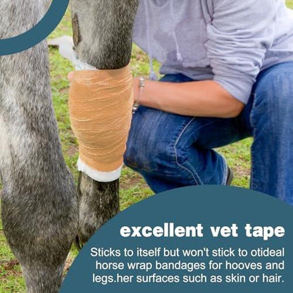 AZEN 9er-Pack Selbstklebende Binde, 4" x 5 Yards Elastische Kohäsionsbinde, Hautfarbenes Sporttape, Knöchelbandage, Tattoo-Griffband, Tierarztwickel