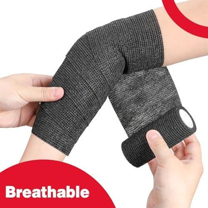 AZEN 9er-Pack selbstklebende Bandage, 4" x 5 Yards, elastische Kohäsivbandage, buntes Sporttape, Tattoo-Grifftape, Vet Wrap, Knöchelbandage