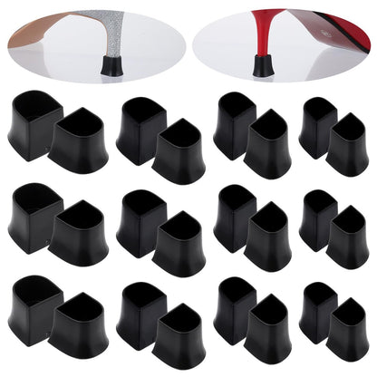 APLZGMG Absatzschutz für High Heels | U-Form 4 Größen Schwarz 12 Paar | Rutschfeste, geräuschreduzierende Absatzkappen für Stilettos und Pumps
