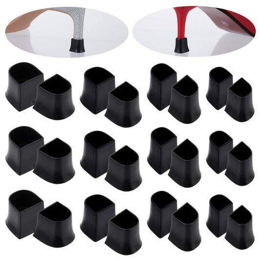 APLZGMG Absatzschutz für High Heels | U-Form 4 Größen Schwarz 12 Paar | Rutschfeste, geräuschreduzierende Absatzkappen für Stilettos und Pumps
