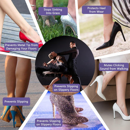 APLZGMG Absatzschutz für High Heels | U-Form 4 Größen Schwarz 12 Paar | Rutschfeste, geräuschreduzierende Absatzkappen für Stilettos und Pumps