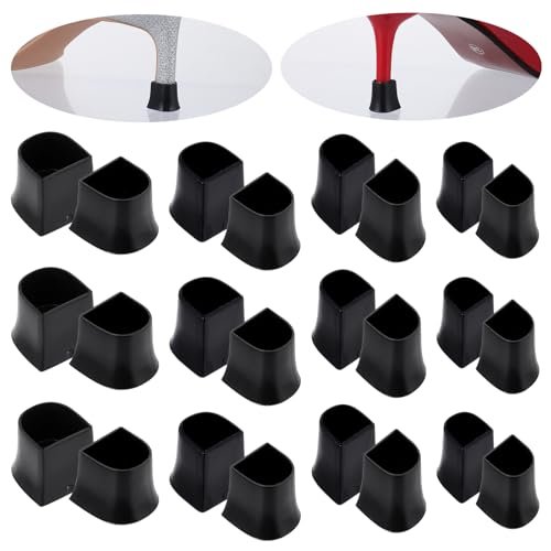APLZGMG Absatzschutz für High Heels | U-Form 4 Größen Schwarz 12 Paar | Rutschfeste, geräuschreduzierende Absatzkappen für Stilettos und Pumps