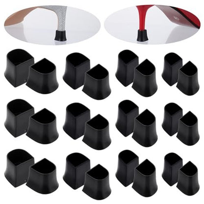 APLZGMG Absatzschutz für High Heels | U-Form 4 Größen Schwarz 12 Paar | Rutschfeste, geräuschreduzierende Absatzkappen für Stilettos und Pumps