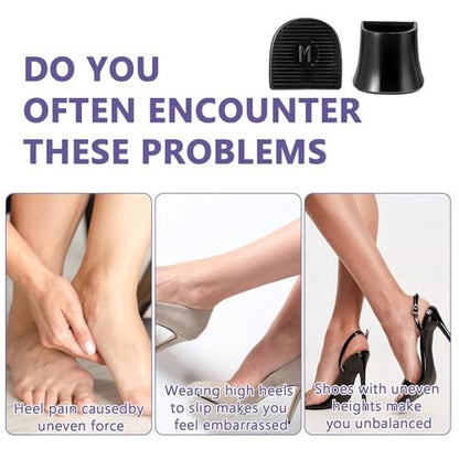 APLZGMG Absatzschutz für High Heels | U-Form 4 Größen Schwarz 12 Paar | Rutschfeste, geräuschreduzierende Absatzkappen für Stilettos und Pumps