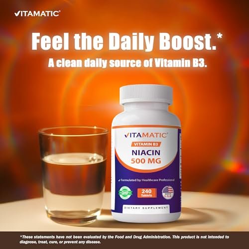 Vitamatic Niacin (Vitamin B3) 500mg, 240 Tabletten - Non-GMO & Glutenfrei